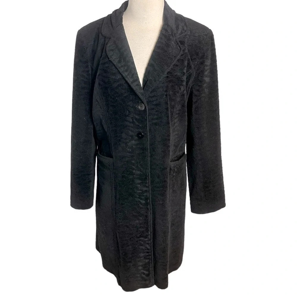 Giacca M black‎ textured animal print dressy coat